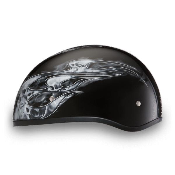 D6-SFS D.O.T. DAYTONA SKULL CAP - W/ SKULL FLAMES SILVER - Image 2