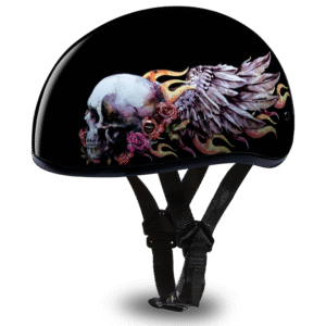 D6-SKW D.O.T. DAYTONA SKULL CAP - W/ SKULL WINGS