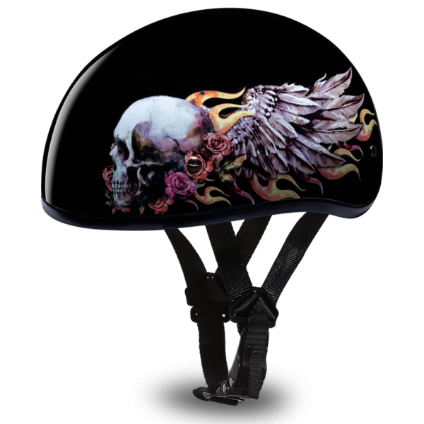 D6-SKW D.O.T. DAYTONA SKULL CAP - W/ SKULL WINGS