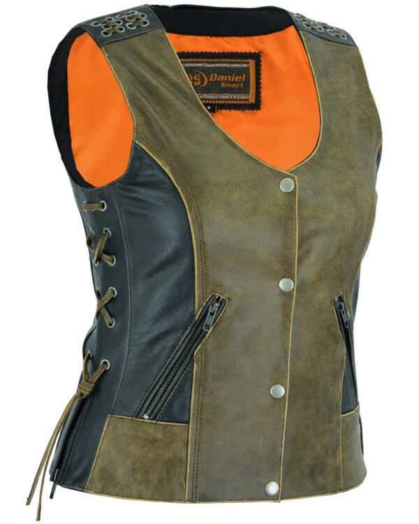 RC298 Women's Vest with Grommet and Lacing Accents - Two Tone