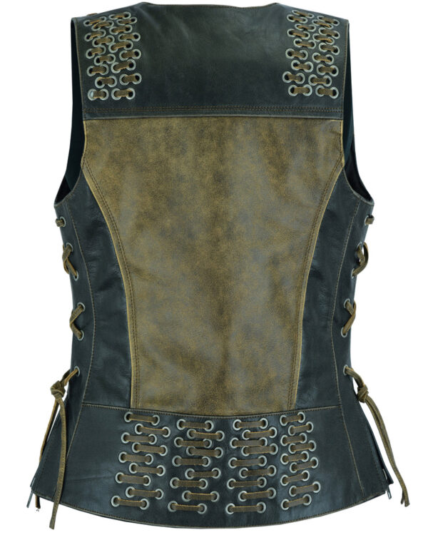 RC298 Women's Vest with Grommet and Lacing Accents - Two Tone - Image 2