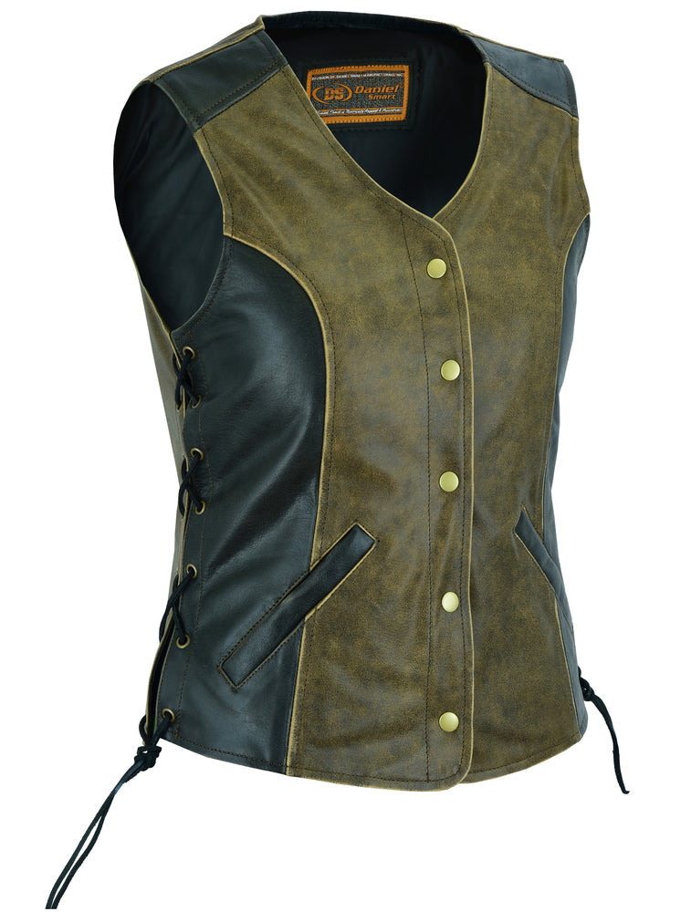 RC214  Women's Stylish Longer Body ¾ Vest - Side Laces - Two Tone