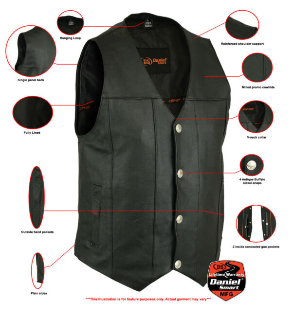 RC141 Men's Single Back Panel Concealed Carry Vest (Buffalo Nickel Sn - Image 2