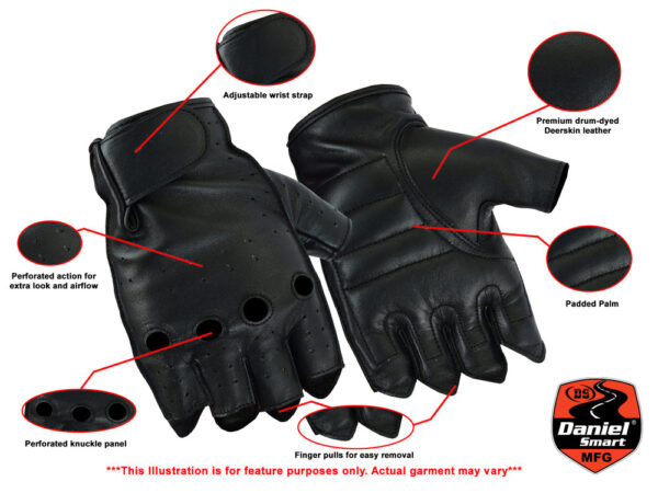 RC66 Men's Advance Deer Skin Fingerless Gloves (BluWater) - Image 2