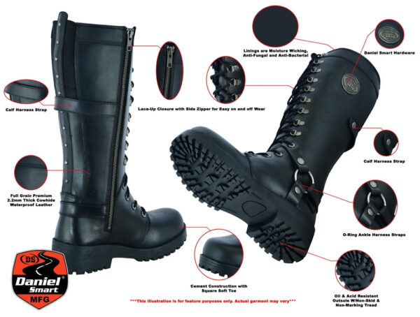 RC9765 Women's 15 Inch Black Leather Stylish Harness Boot - Image 2