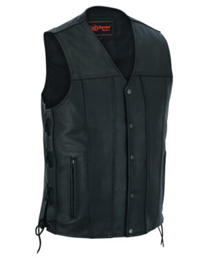 RC161TALL Men's Tall Classic Tapered Bottom Biker Leather Vest