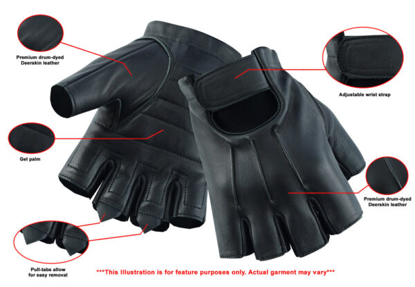 RC26 Men's Hardy Deer Skin Fingerless Glove (BluWater) - Image 2