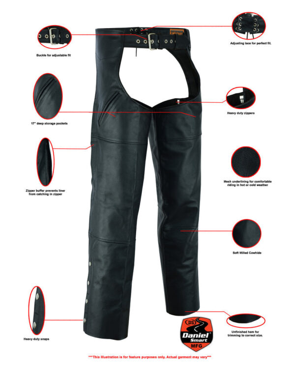 RC410 Dual Deep Pocket Unisex Chaps - Image 2