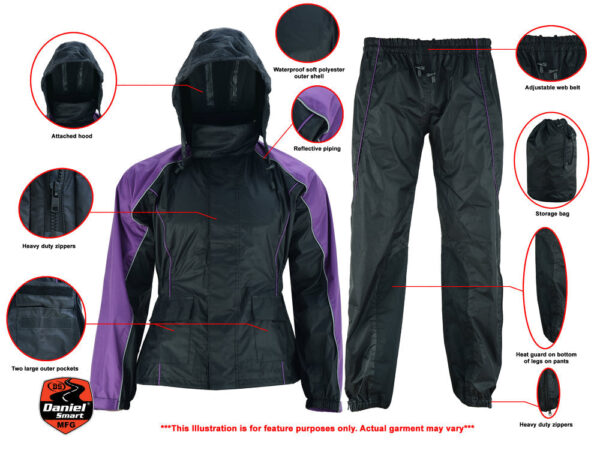 RC575PU Women's Rain Suit (Purple) - Image 2