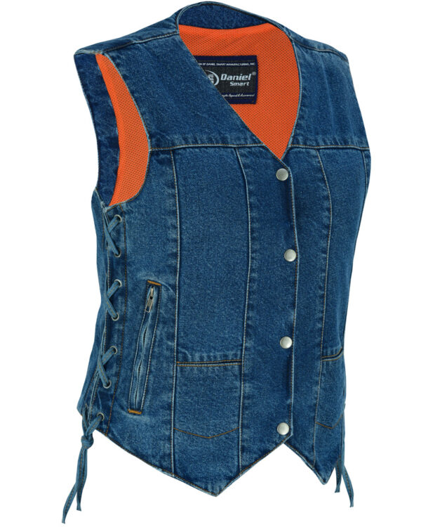 RM948 Women's 6 Pocket Denim Utility Vest - Blue