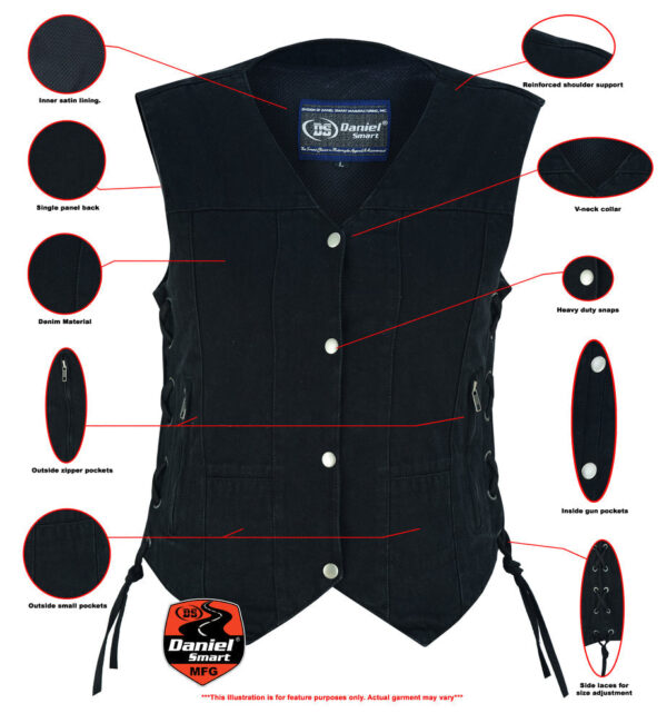 RM947 Women's 6 Pocket Denim Utility Vest - Black - Image 2