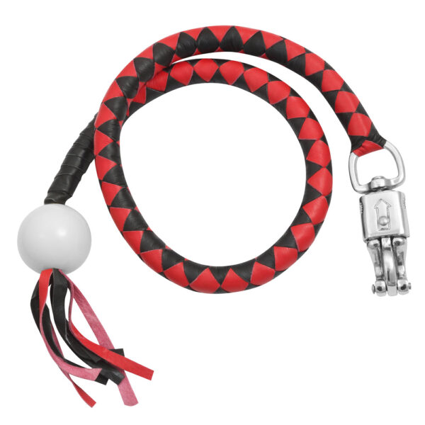 GBW211B Leather Biker Whip-Red/Black W / White Pool Ball - Image 2