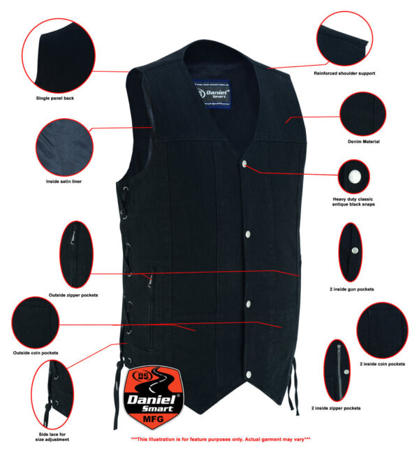 RM914TALL Men's Ten Pocket Denim Utility Vest - TALL - Image 2