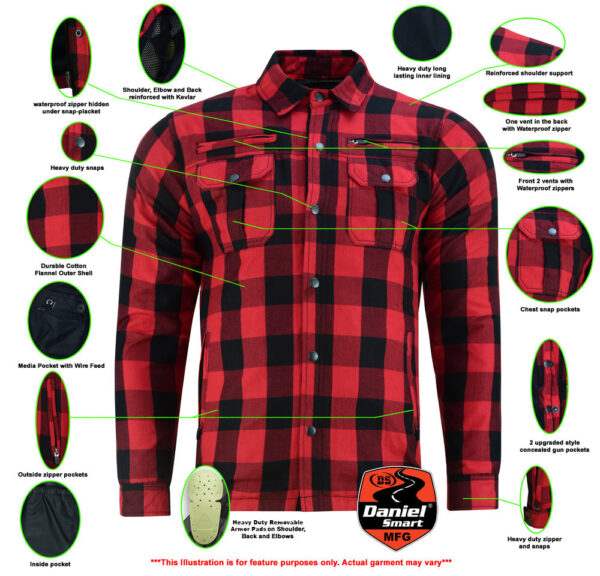 RC4671 Armored Flannel Shirt - Red - Image 2