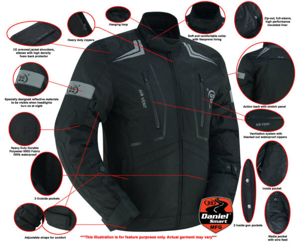 RC4610 Flight Wings - Black Textile Motorcycle Jacket for Men - Image 2