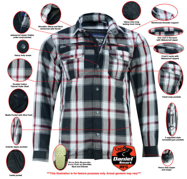 RC4672 Armored Flannel Shirt - Black, White & Red - Image 2