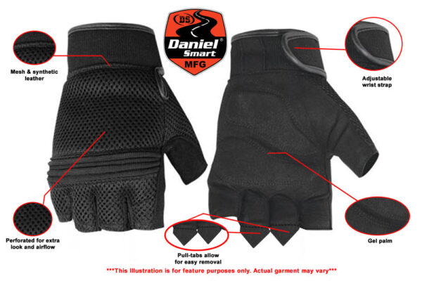 RC10 Synthetic Leather/ Mesh Fingerless Glove (BluWater) - Image 2