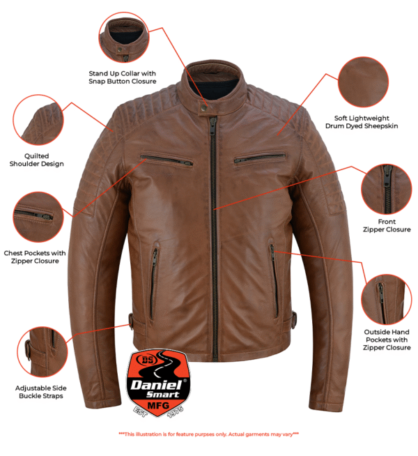 Copper Slayer Men's Sheepskin Leather Fashion Jacket with Snap Button - Image 2