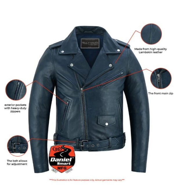 Moonlight Women's Navy Blue Fashion Leather Jacket - Image 2
