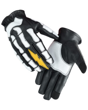 Devil Hands Black White and Yellow Skeleton Bolt Glove (BluWater)