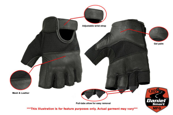 RC17 Leather/ Mesh Fingerless Glove (BluWater) - Image 2