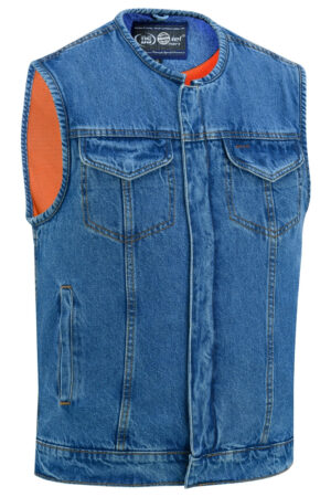 RM981BU Concealed Snaps, Denim Material, Hidden Zipper, w/o Collar