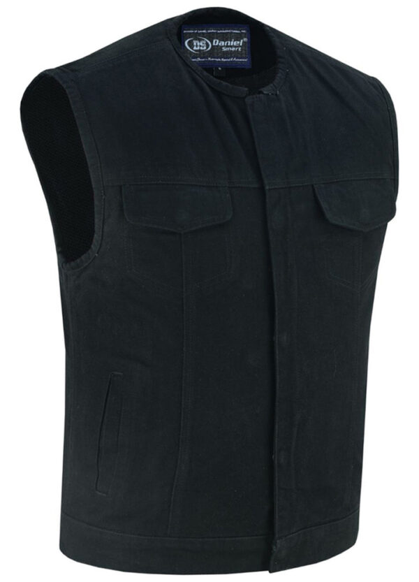 RM981BK Concealed Snaps, Denim Material, Hidden Zipper, w/o Collar