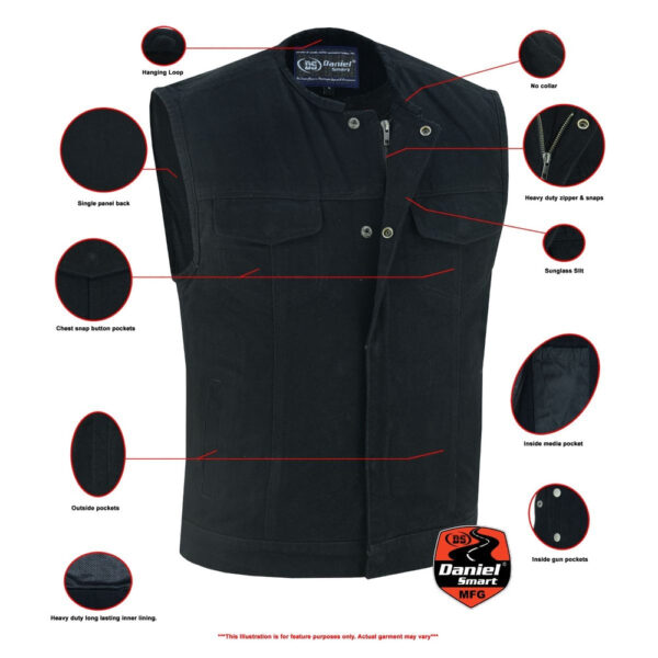 RM981BK Concealed Snaps, Denim Material, Hidden Zipper, w/o Collar - Image 2
