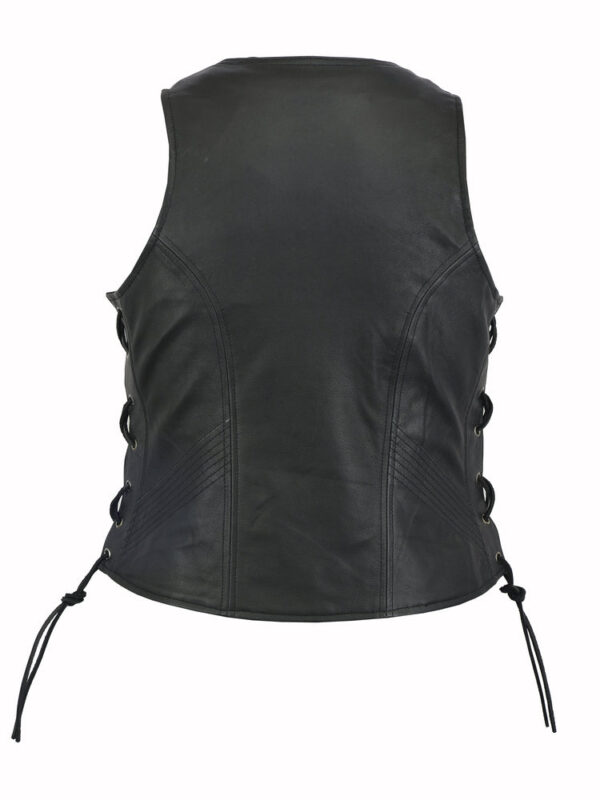 RC245 Women's Stylish Open Neck Side Lace Zipper Front Vest - Image 2