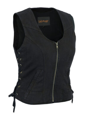 RM942BK Women's Stylish Black Denim Vest