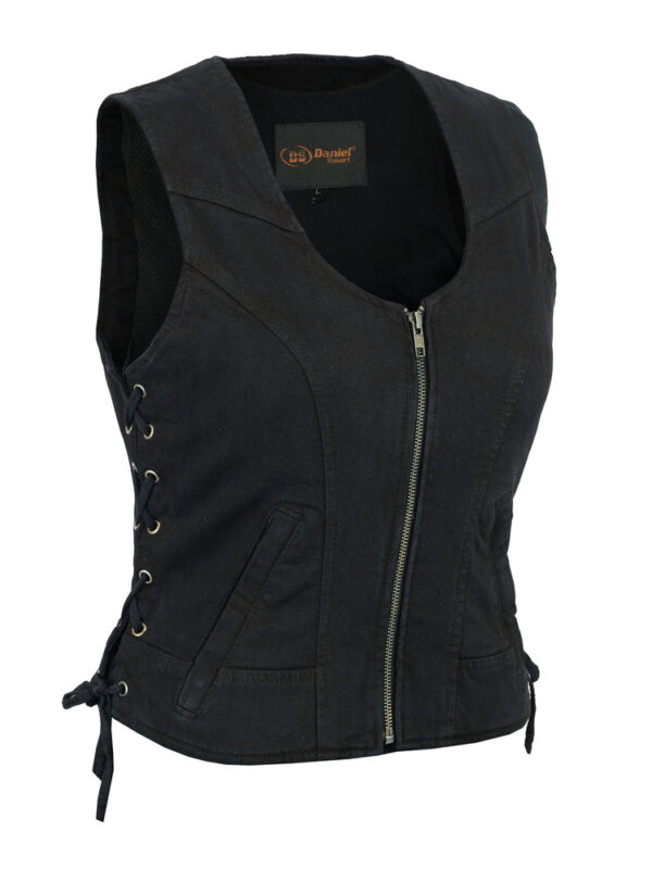 RM942BK Women's Stylish Black Denim Vest