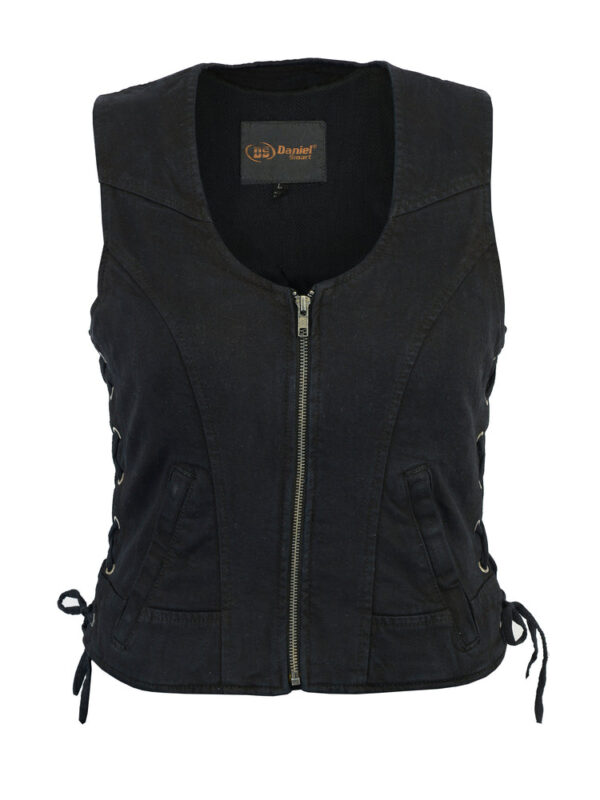 RM942BK Women's Stylish Black Denim Vest - Image 2