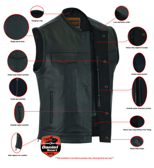 RC177 Upgraded Style Gun Pockets, Hidden #10" Black Metal Zipper, Side Zippers - Image 2