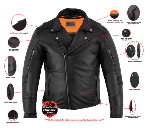 RC794 Men's Modern Longer Beltless Biker Jacket - Image 2