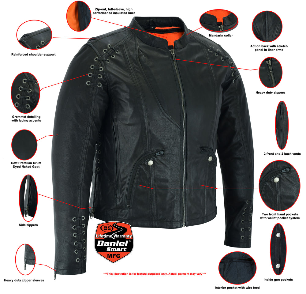 RC885 Women's Stylish Jacket with Grommet and Lacing Accents - Image 2