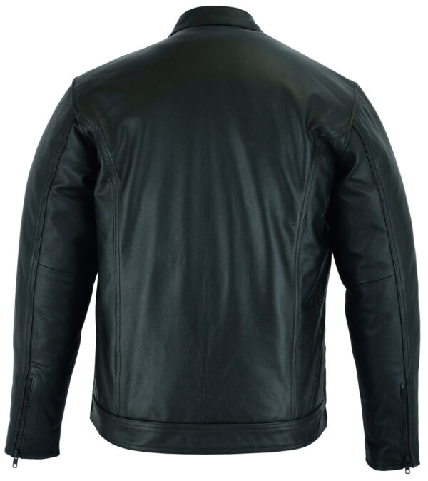 RC788 Men's Full Cut Leather Shirt with Zipper/Snap Front - Image 2