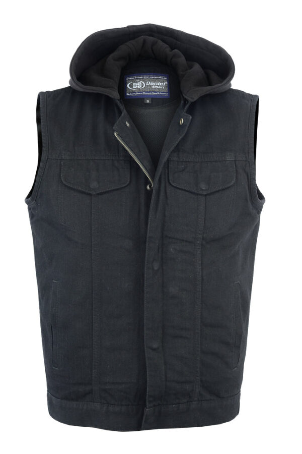 RM982 Men's Black Denim Single Back Panel Concealment Vest w/Rem