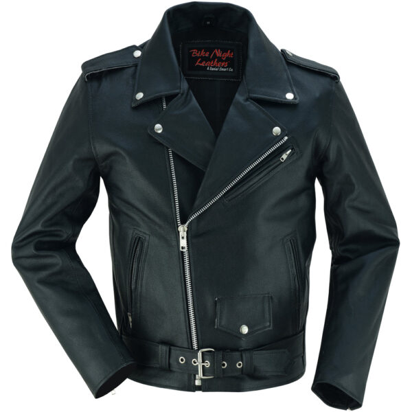RC710 Economy Motorcycle Classic Biker Leather Jacket - Plain Sides - Image 4