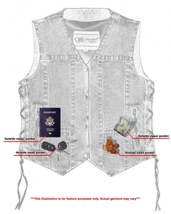 RM948 Women's 6 Pocket Denim Utility Vest - Blue - Image 3