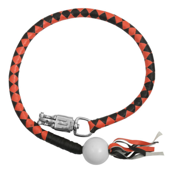 GBW209B Leather Biker Whip-Orange/Black W / White Pool Ball - Image 3