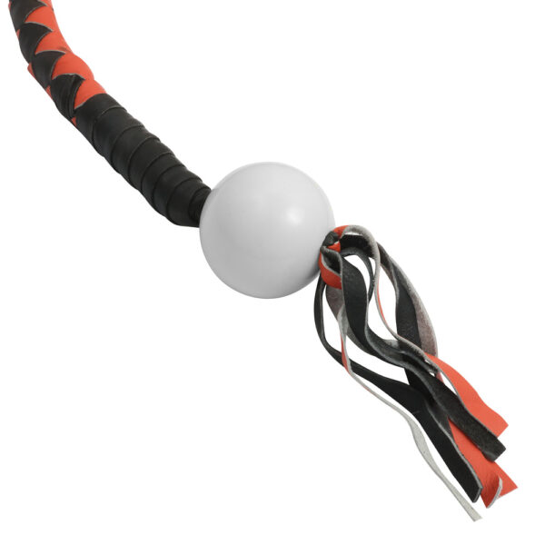 GBW209B Leather Biker Whip-Orange/Black W / White Pool Ball - Image 5