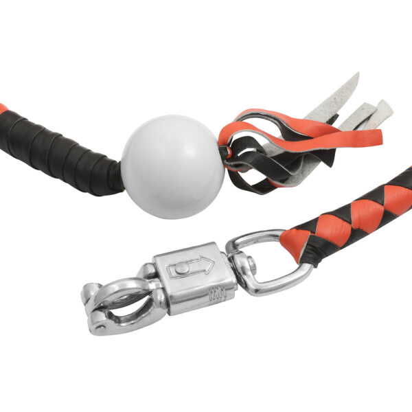 GBW209B Leather Biker Whip-Orange/Black W / White Pool Ball - Image 7