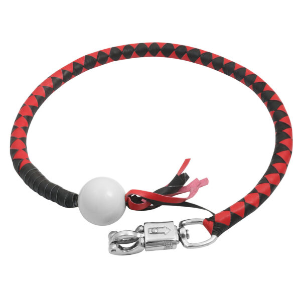 GBW211B Leather Biker Whip-Red/Black W / White Pool Ball - Image 3