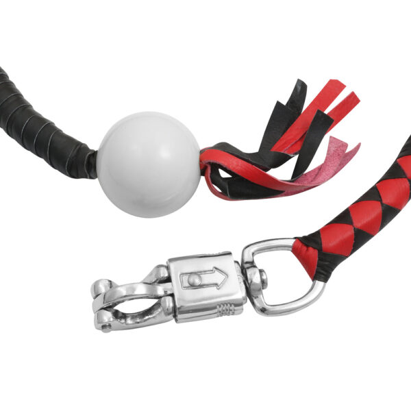 GBW211B Leather Biker Whip-Red/Black W / White Pool Ball - Image 5