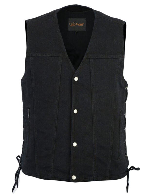 RM905BK Men's Single Back Panel Concealed Carry Denim Vest - Image 6
