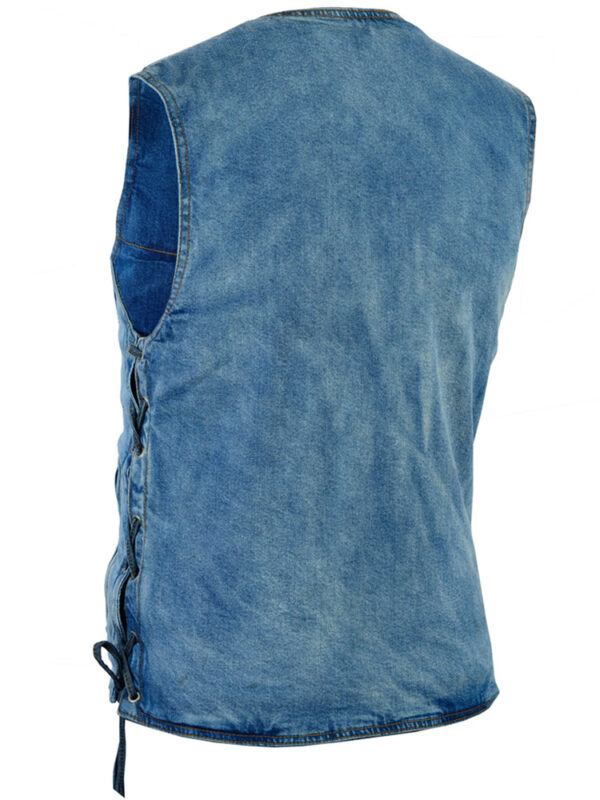 RM905BU    Men's Single Back Panel Concealed Carry Denim Vest - Image 4