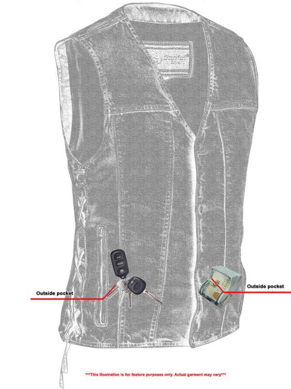 RM905BU    Men's Single Back Panel Concealed Carry Denim Vest - Image 5