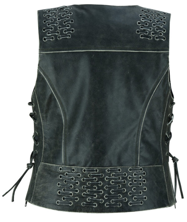 RC285V Women's Gray Vest with Grommet and Lacing Accents - Image 7
