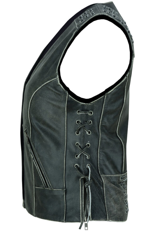 RC285V Women's Gray Vest with Grommet and Lacing Accents - Image 8
