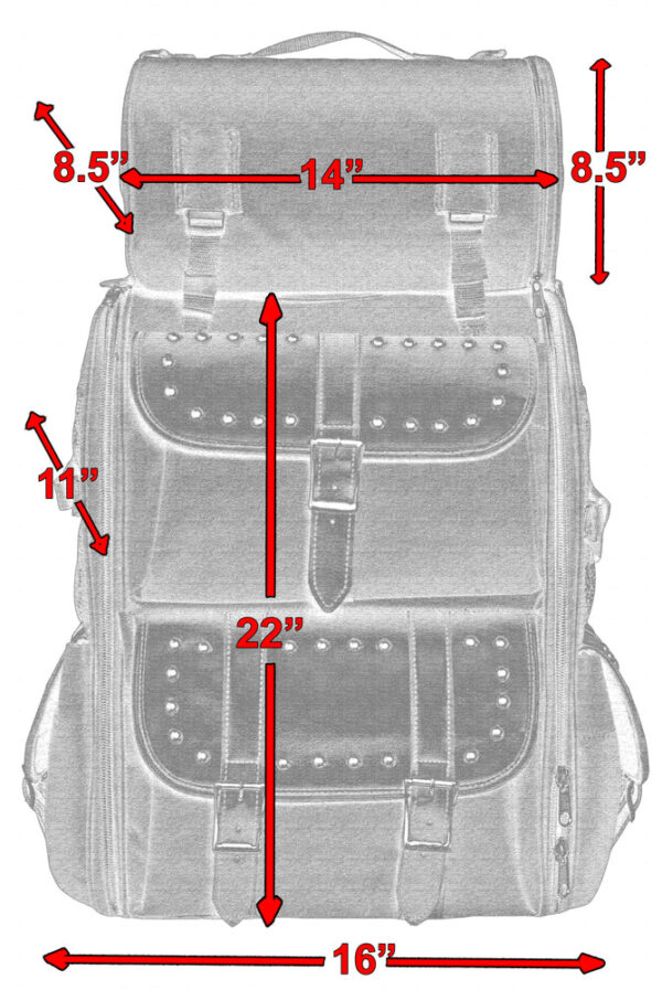 RC391S Updated Touring Sissy Bar Bag w/ Studs - Image 6